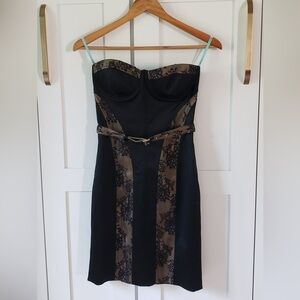 Marciano Chic Black and Tan Strapless Dress Womens Size 2